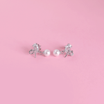 Load image into Gallery viewer, Bow-Kissed Pearl Drop Earrings