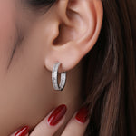 Load image into Gallery viewer, Eclipse Baguette Hoop Earrings