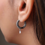 Load image into Gallery viewer, Heart Embrace Crystal Drop Bali Earrings