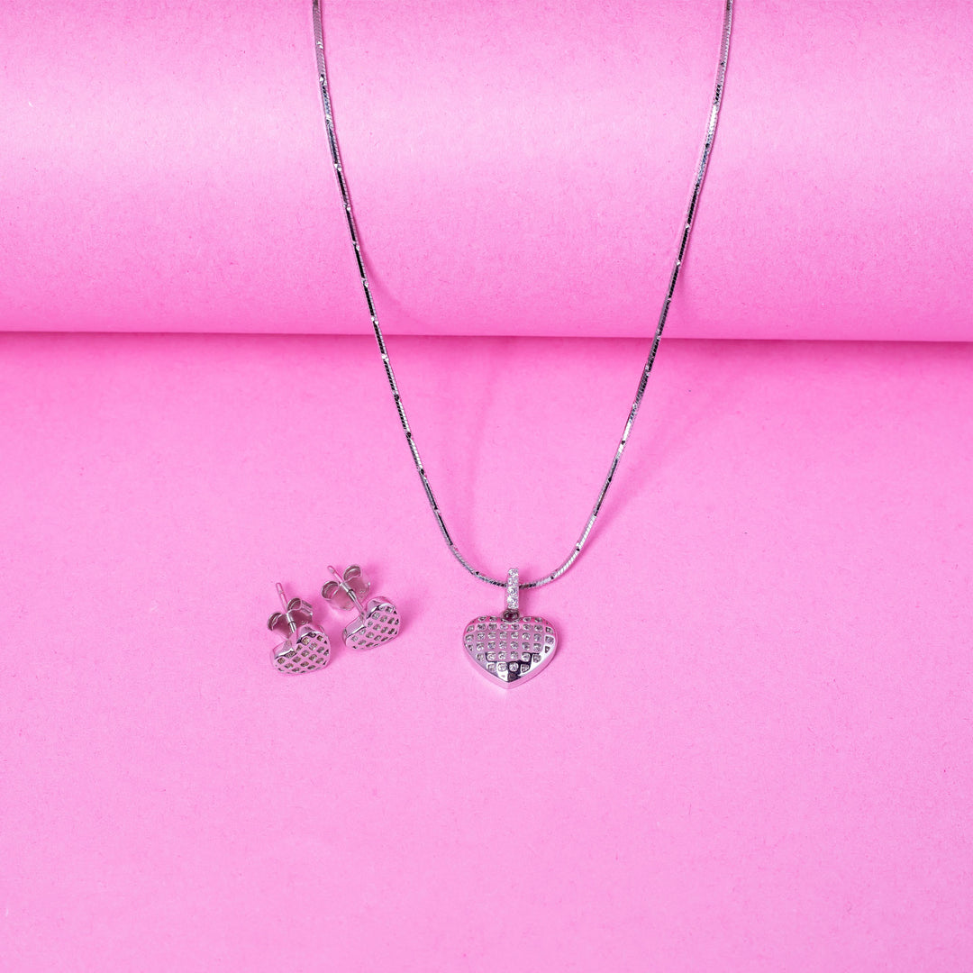 Dazzling Heart Grid Pendent Set