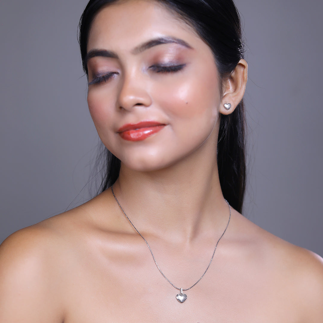 Timant Heart Set Dazzling Heart Grid Pendent Set – Anj Jewels