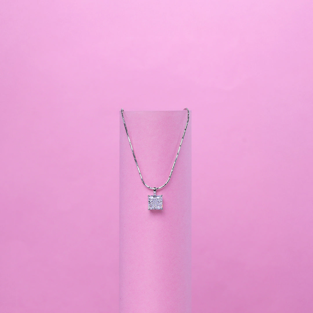 Square Solitaire Pendant Set
