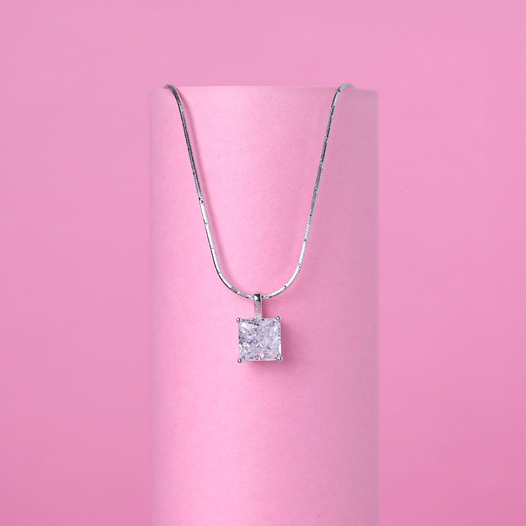 Square Solitaire Pendant Set